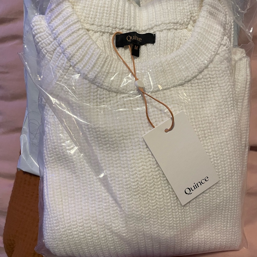 Quince Cream Fisherman Crew Sweater